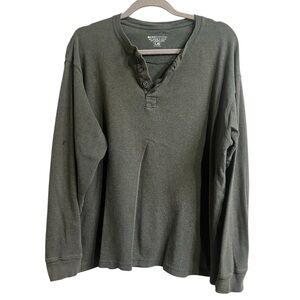 Basic Editions Men's Olive Long Sleeve Henley